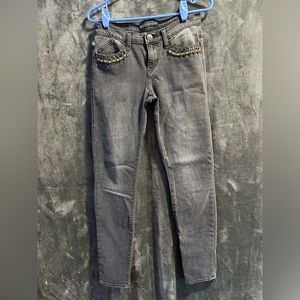 Women’s Rock & Republic Black Jeans With Gold Chain Detail Pockets Size 4